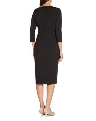 Tipped Crepe Tie Waist Dress