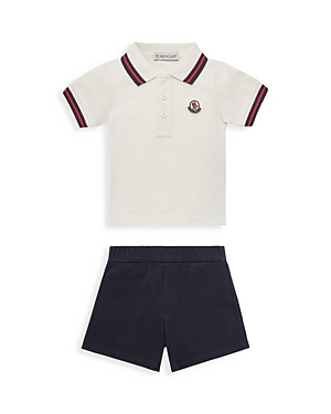 Shop Moncler Boys' Pique Polo Shirt & Shorts Set - Baby In Natural