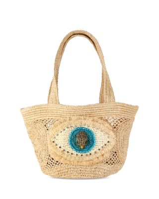 KURT GEIGER LONDON - Raffia Evil Eye Basket Tote