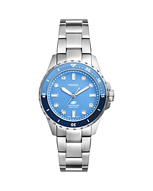 Shop Fossil Blue Dive Watch, 36mm In Blue/silver