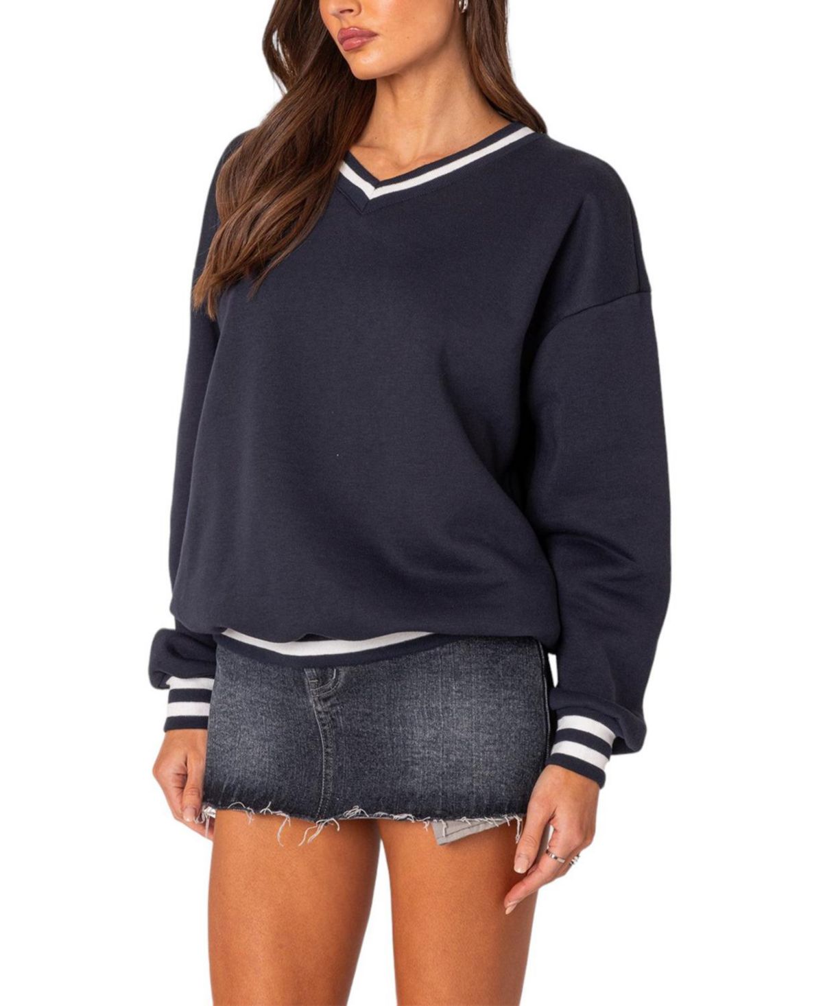 Caryn Oversized V Neck Sweatshirt thumbnail 2