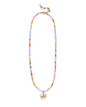 Hearty Eldorado Imitation Opal Heart Multicolor Beaded Pendant Necklace, 15.55-17.32