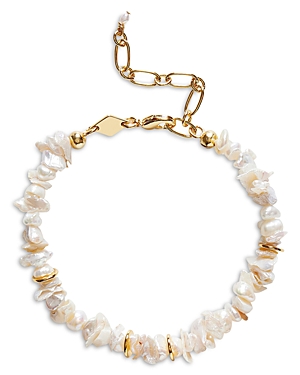 Shop Anni Lu Pearl Power Cultured Freshwater Keshi Pearl Bracelet In White/gold