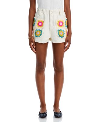 Embroidered Paperbag Shorts