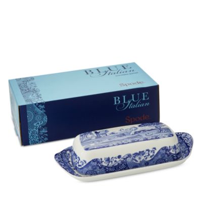 Blue Italian Covered Butter Dish