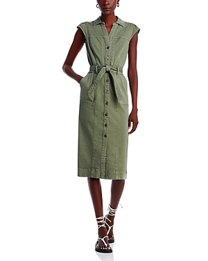 Shop Paige Jaxsyn Cotton Midi Dress In Vintage Ivy Green