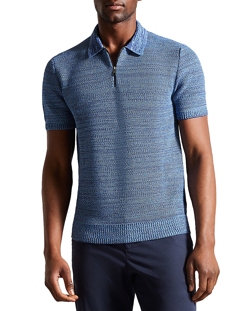 Ted Baker Blossam Textured Quarter Zip Polo Shirt