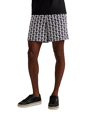 Shop Ted Baker Rhins T Print Regular Fit Drawstring Shorts In Black