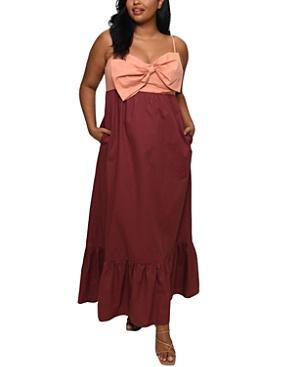 Shop Hutch Plus Size Olani Dress In Blush/brown Colorblock