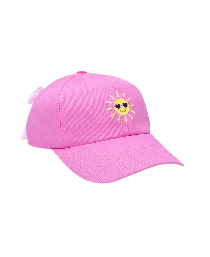 Bits & Bows Girls Sunshine Bow Baseball Hat in Magenta - Little Kid, Big Kid