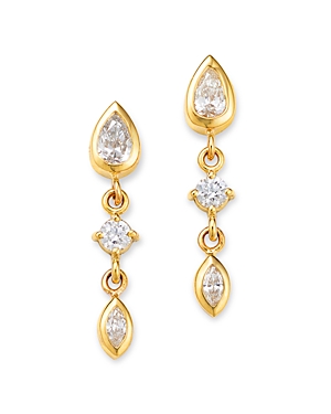 Shop Zoë Chicco 14k Yellow Gold Paris Diamond Mixed Cut Drop Earrings