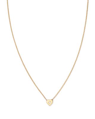 Zoë Chicco - 14K Yellow Gold Feel the Love Diamond Heart Pendant Necklace, 14-16"