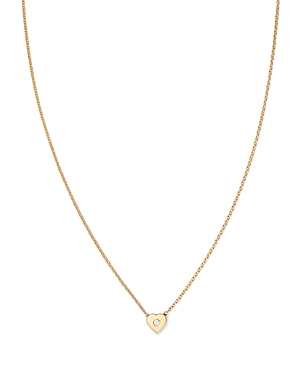 Zoe Chicco 14K Yellow Gold Feel the Love Diamond Heart Pendant Necklace, 14-16