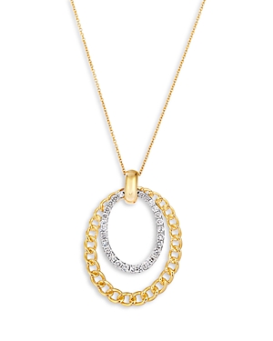 Diamond Pave Double Oval Pendant Necklace in 14K Yellow Gold, 0.60 ct. t.w.