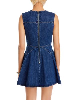 white christmas dresses Self-Portrait Indigo Denim 3D Flower Mini Dress main image 1
