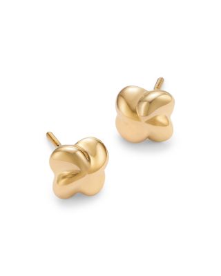 Children's Flower Puff Stud Earrings in 14K Yellow Gold
