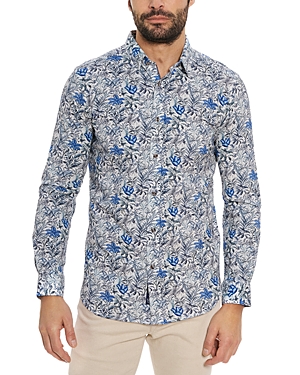 Shop Robert Graham Leif Printed Long Sleeve Shirt In Blue