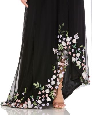 One Shoulder Trapeze Embellished High Low Gown