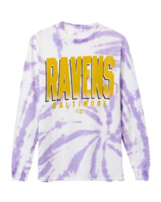 Junk Food Clothing - Unisex NFL Baltimore Ravens Game Time Tie Dye Long Sleeve