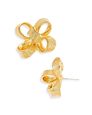 Shop Kenneth Jay Lane Bow Earrings In Gold