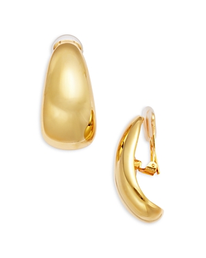 Shop Kenneth Jay Lane Long Tapered Hoop Earrings In Gold