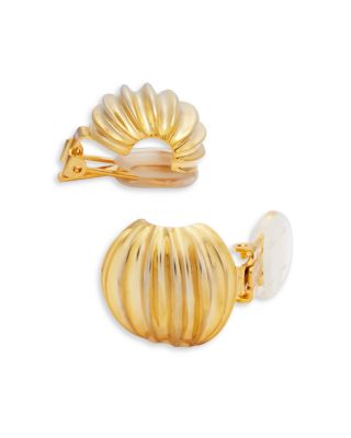 Ribbed Button Clip On Earrings