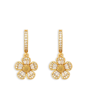 Shop Kate Spade New York Fleurette Huggie Drop Earrings In Gold