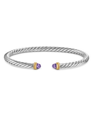 Sterling Silver & 14K Yellow Gold Cable Flex Bracelet, 4mm