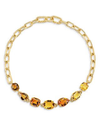 Marbella Chain Necklace in 18K Yellow Gold with Citrine and Madeira Citrine, 19"