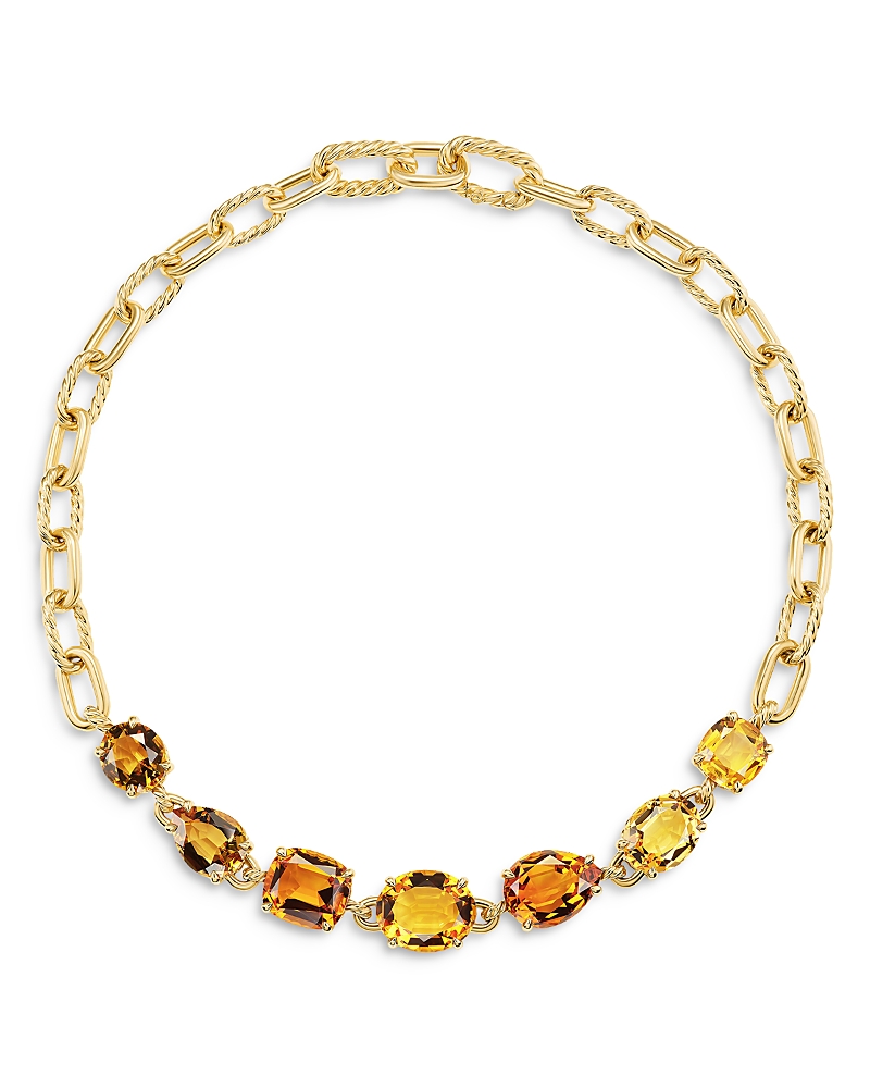David Yurman Marbella Chain Necklace in 18K Yellow Gold with Citrine and Madeira Citrine, 19