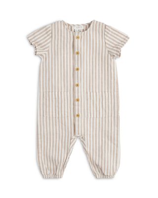 FIRSTS by petit lem - Boys' Striped Yarn Dyed Crosshatch Romper - Baby