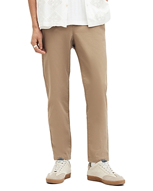 Shop Allsaints Walde Cotton Blend Skinny Fit Chino Pants In Moorland Brown