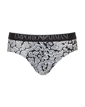 Shop Emporio Armani Logo Stretch Cotton Briefs In Stone