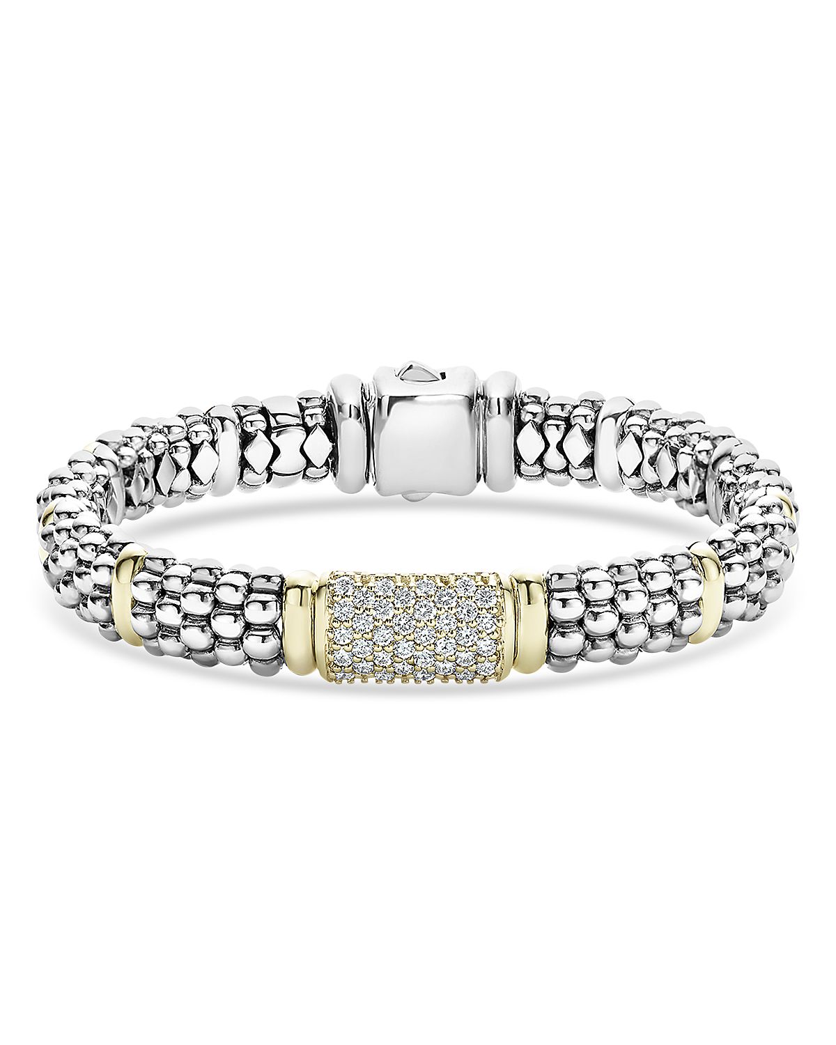 Lagos Caviar Oval Rope Bracelet with 18 Kt. Stations and Diamonds