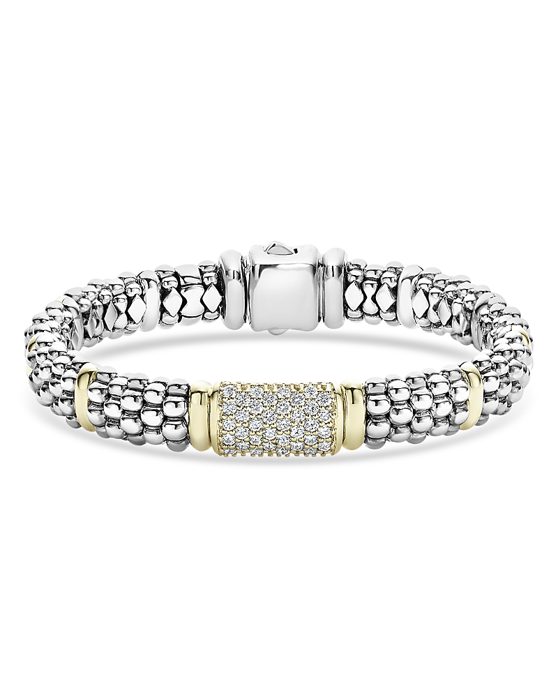 Lagos Caviar Oval Rope Bracelet with 18 Kt. Stations and Diamonds