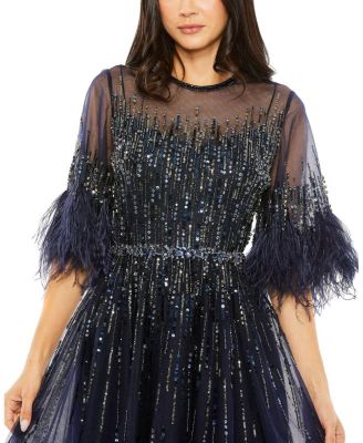 Mac Duggal High Neck A-Line Tea-Length Dress | Bloomingdale's Women