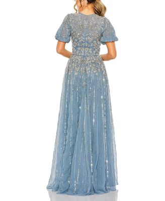 MAC DUGGAL フロントカットアウト イブニングドレス Puff-Sleeve MAC DUGGAL フロントカットアウト イブニングドレス Puff-Sleeve