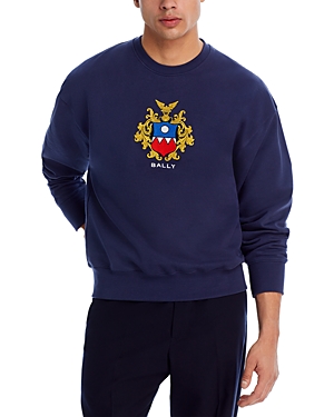 Bally Long Sleeve Crewneck Emblem Sweater In Marine 50