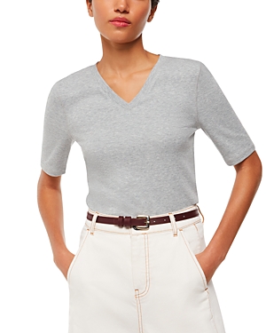 Shop Whistles Ribbed Elbow Sleeve Top In Grey Marl