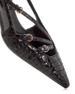 Women's Croc Embossed Pointed Toe Pumps