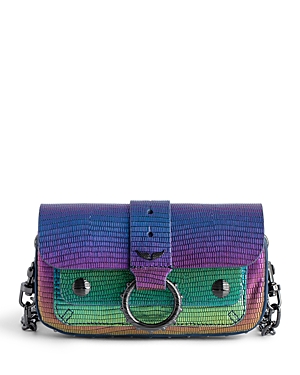 Zadig & Voltaire Kate Embossed Rainbow Leather Mini Bag In Burgundy