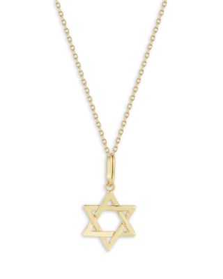 Bloomingdale's Fine Collection Star of David Pendant Necklace in 14K Yellow Gold, 18