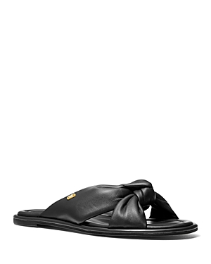 Michael Kors Michael Women's Elena Knotted Strap Slide Sandals In Black