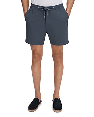 Shop Reiss Newmark Basketweave 5.75 Drawstring Shorts In Airforce Blue