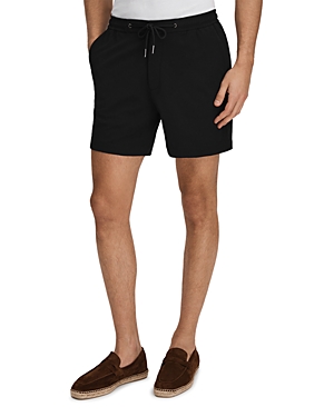 Shop Reiss Newmark Basketweave 5.75 Drawstring Shorts In Black