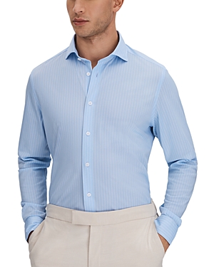Shop Reiss Fletcher Long Sleeve Cutaway Shirt In Soft Blue/white