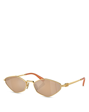 Shop Miu Miu Cat Eye Sunglasses, 56mm In Gold/tan Mirrored Solid