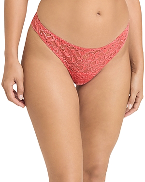 Shop Hanro Luxury Moments Lace Thong In Porcelain