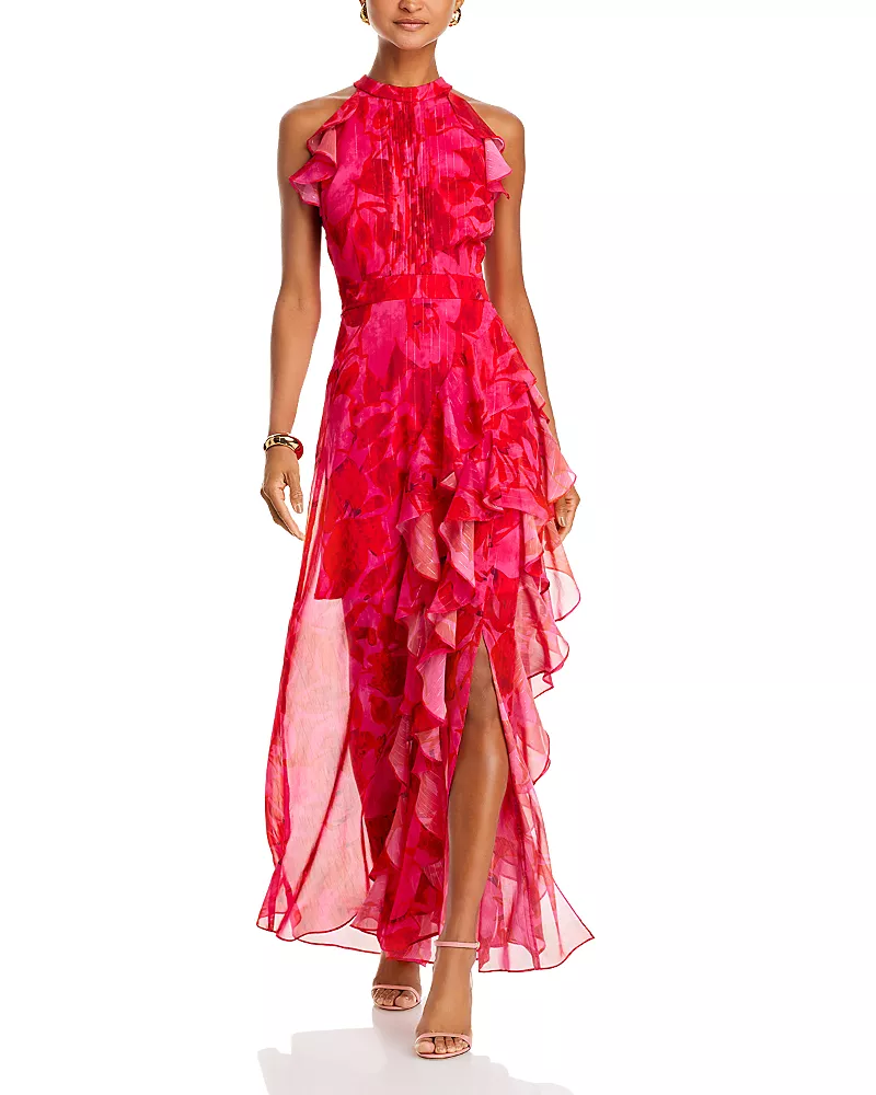 Aqua Sleeveless Ruffled Maxi Dress - Exclusive