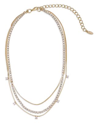 Cubic Zirconia Chain Necklaces, 14&amp;quot;/15&amp;quot;-19&amp;quot;/20&amp;quot;, Set of 4